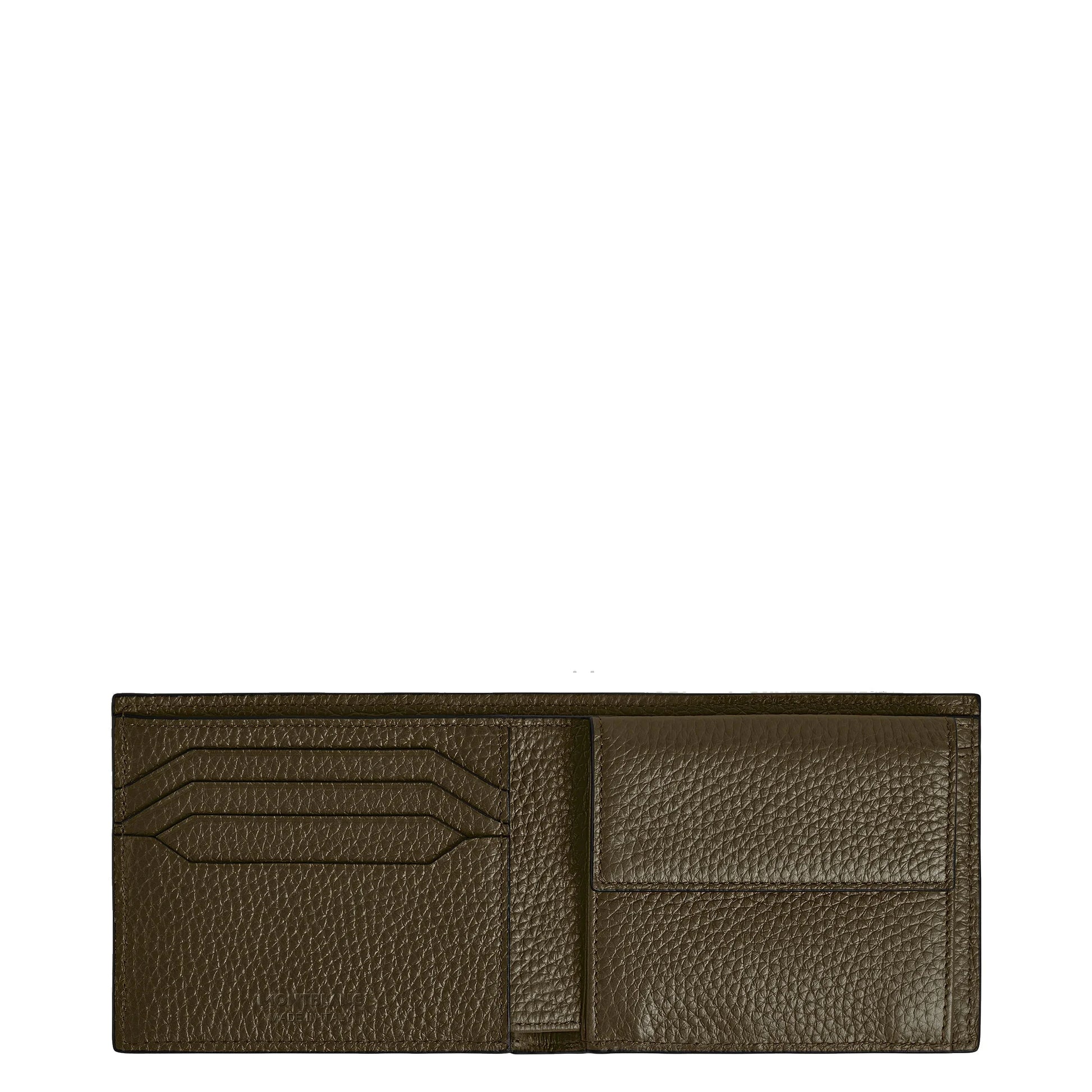 Portafoglio compatto montblanc in pelle kaki coniuga eleganza discreta con scomparti e portamonete