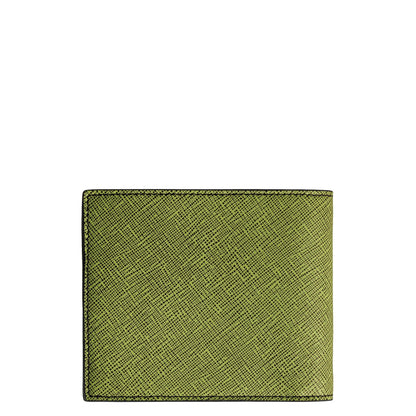 Portafoglio montblanc sartorial olive green con 8 scomparti in pelle stampa saffiano multi lime e cuciture nere
