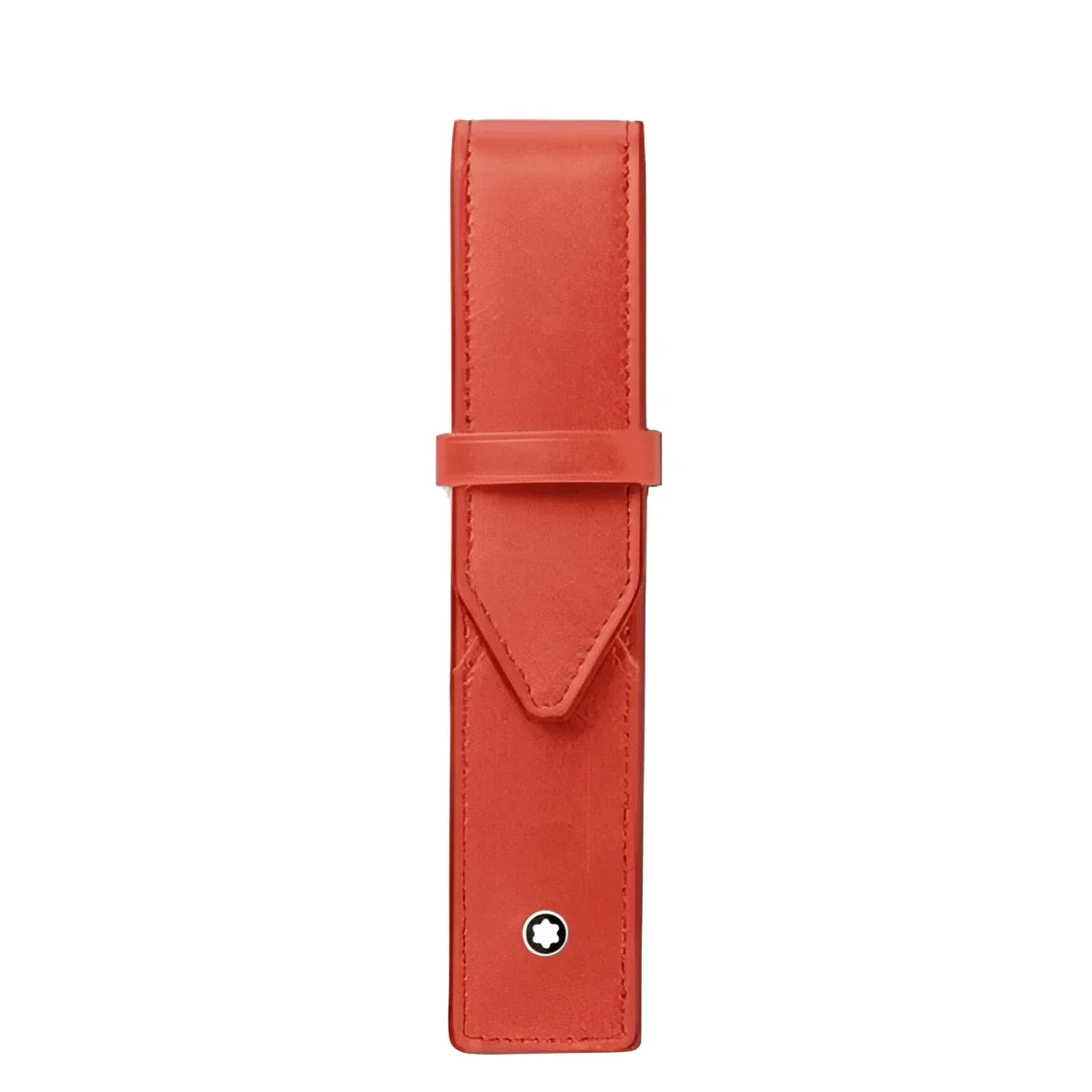 Astuccio in pelle arancione vivace meisterstück corallo con design minimalista e emblema argentato elegante