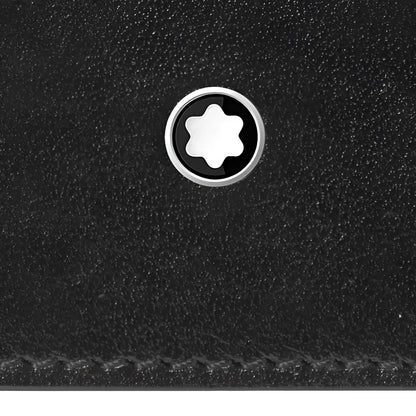 Montblanc astuccio per 3 strumenti da scrittura meisterstück in liscia pelle nera con emblema circolare argentato e stella bianca