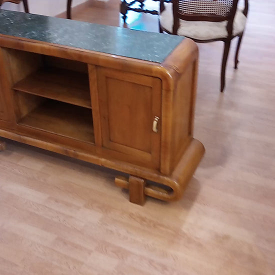 Toeletta in noce Art Déco con piano in marmo e ante scorrevoli — Italia, anni '50