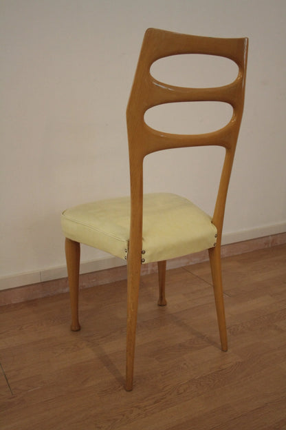 Set di 6 sedie da pranzo mid-century moderne di vittorio dassi in legno con schienale ovale aperto, disponibile da dario raia antiquariato