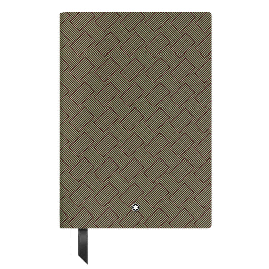 Notebook montblanc blocco note multi lime verde in pelle intrecciata oliva con pattern e piccolo emblema argento