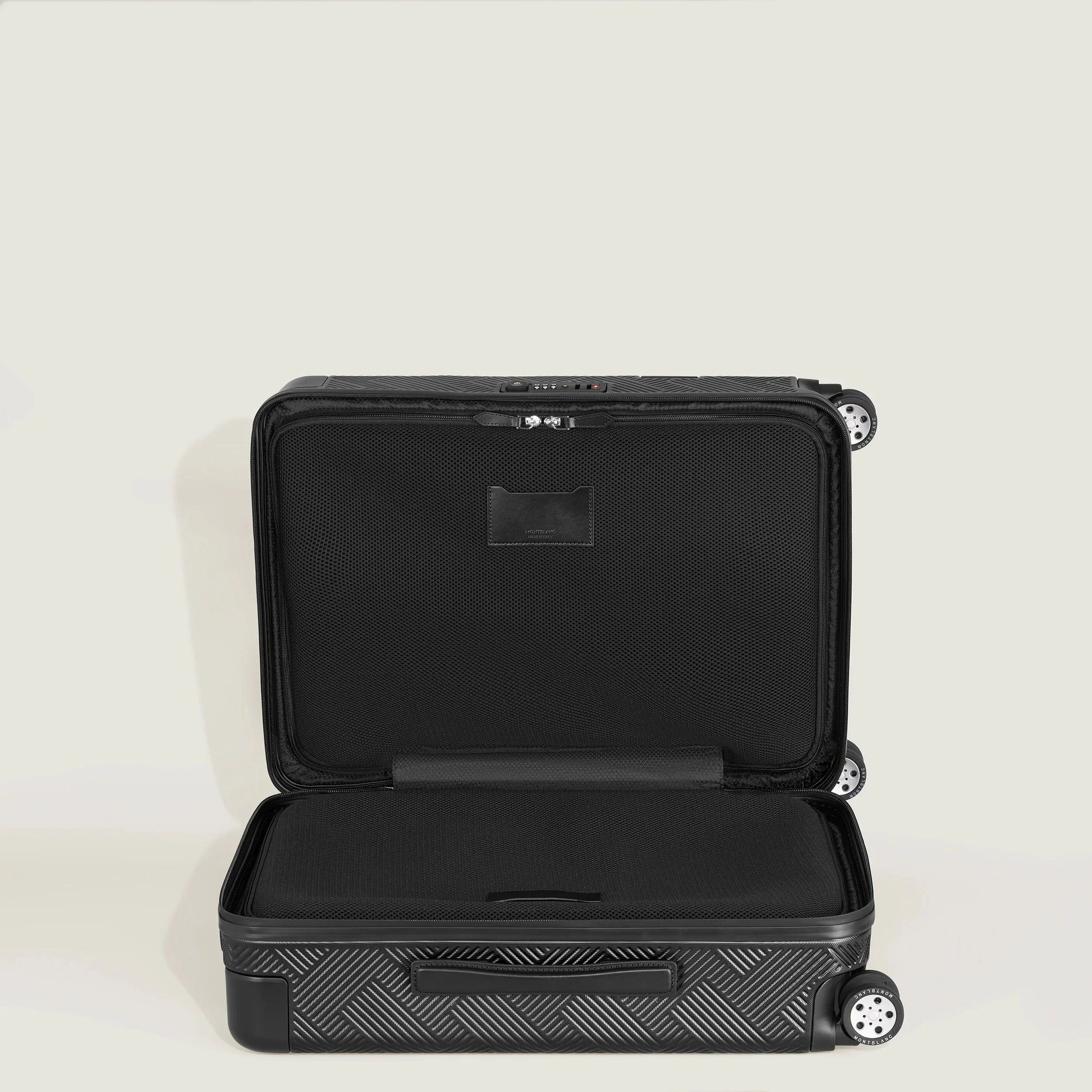 Montblanc trolley my4810 extreme nero con rigido guscio herringbone e quattro ruote spinner