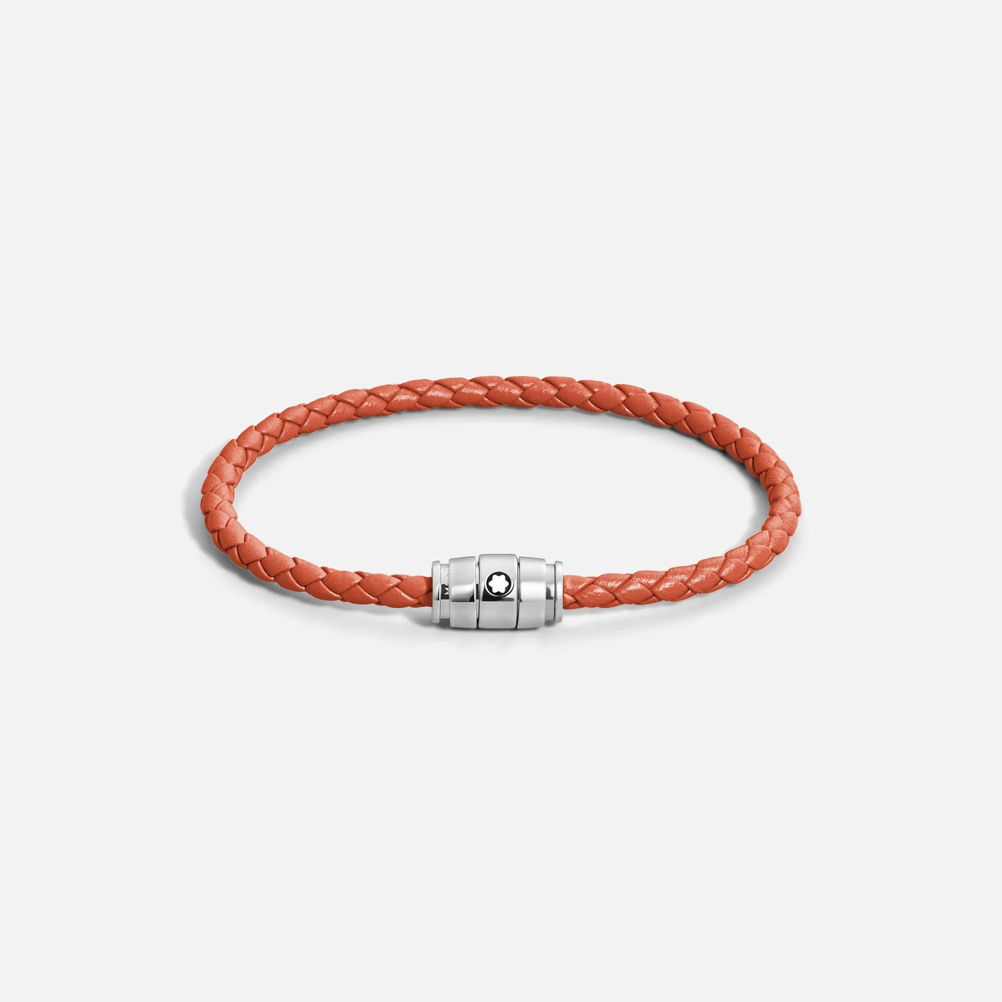 Montblanc armband staal met 3 ringen en leer Meisterstück Cayenne maat S 13429160