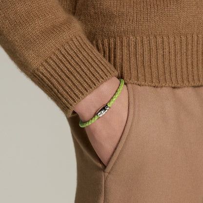 Montblanc Meisterstück Lime 3-Ring Stalen en Lederen Armband Maat L 13429268