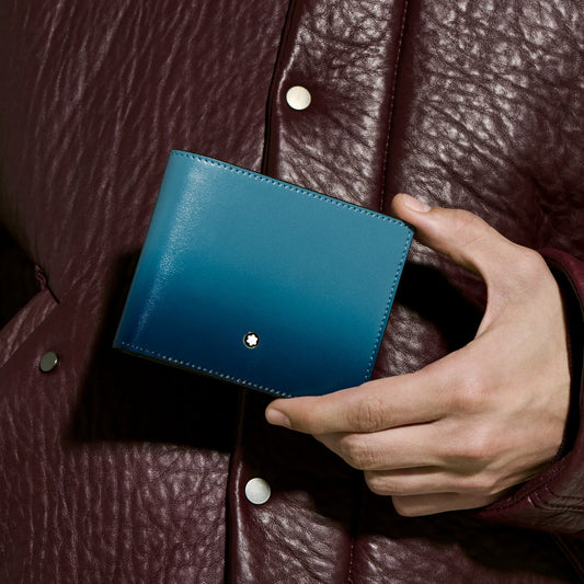 Montblanc portemonnee 6 vakken Meisterstück blauw fumé verlopend 199266
