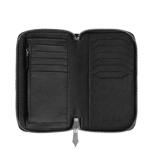 Montblanc portemonnee 12 vakken met rits medium maatwerk zwart 220361