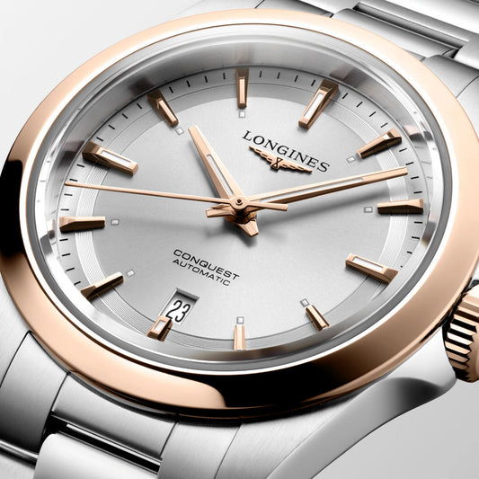 Longines Conquest 30mm Automatisch Horloge van Staal in Zilver en Roségoud L3.320.5.72.6