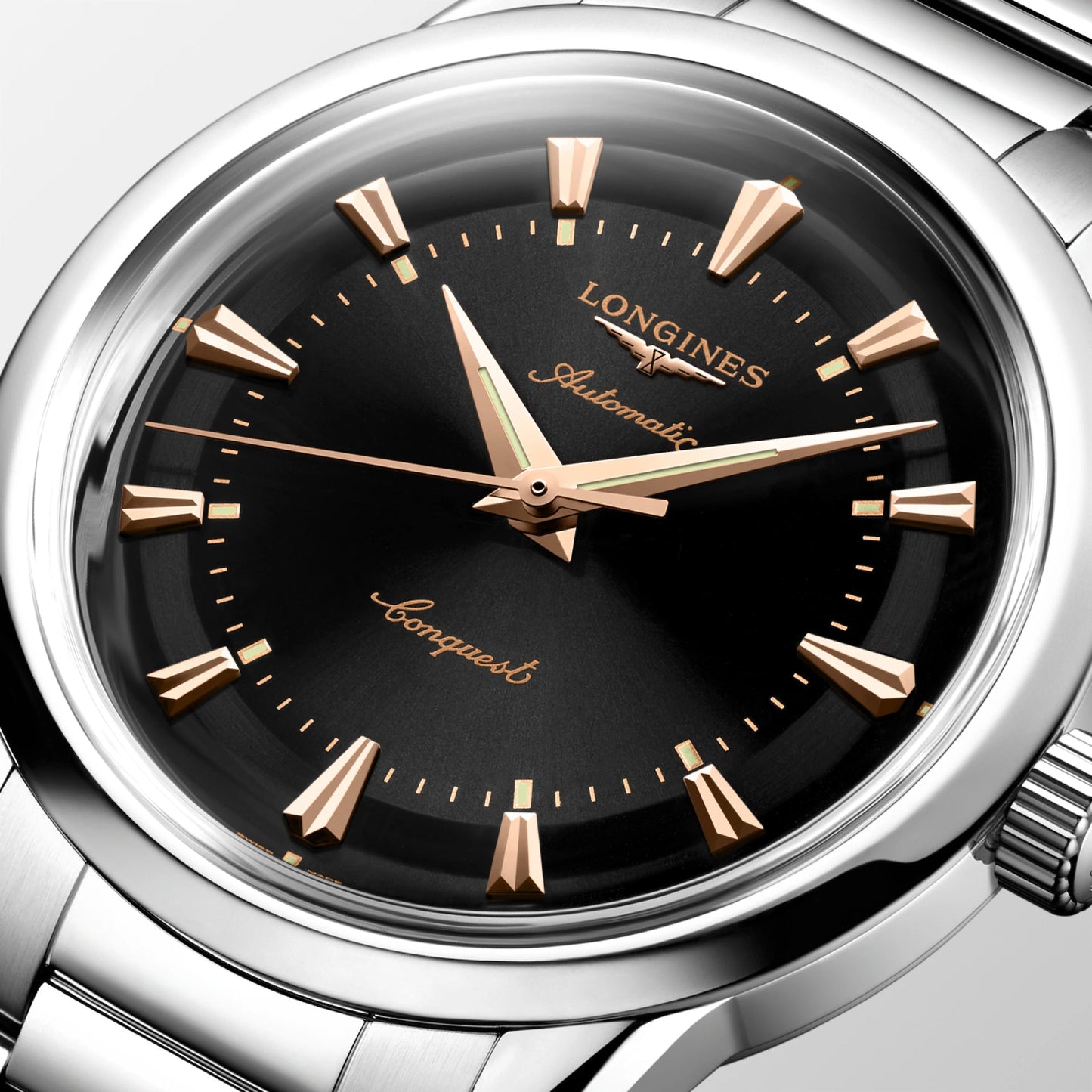 Longines horloge Conquest Heritage 38mm zwart automatisch staal L1.649.4.52.6