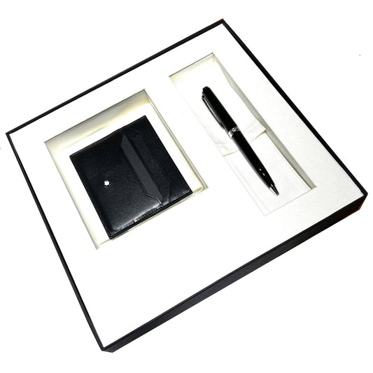 Montblanc set balpen Pix en creditcardhouder 6cc Meisterstuck zwart 137793