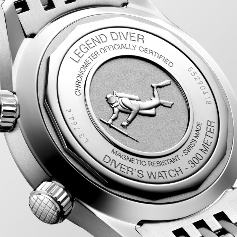 Longines horloge Legend Diver 38mm wit automatisch staal L3.764.4.99.6