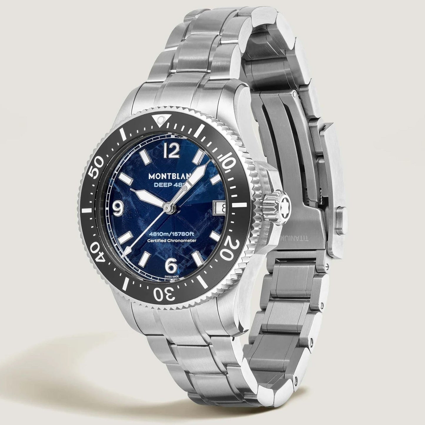 Montblanc Iced Sea 0 Oxygen Deep 4810 43mm Blauw Automatisch Titanium Horloge 135634