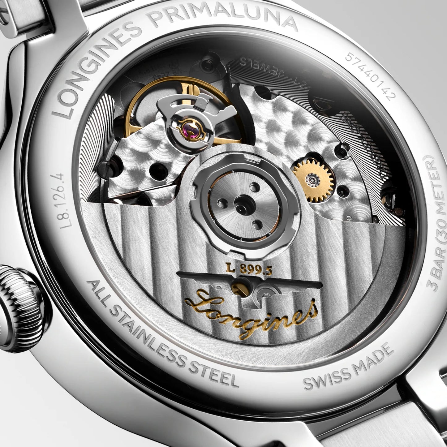 Longines horloge Primaluna Moonphase 34mm zilver automatisch staal L8.126.4.71.6