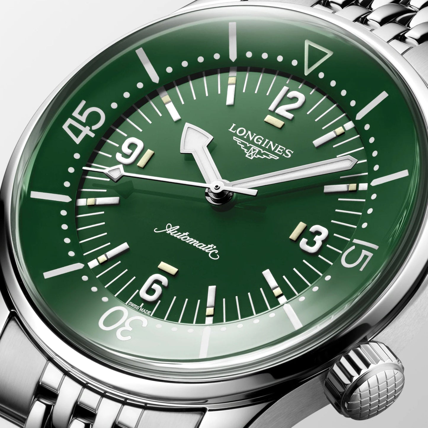Longines horloge Legend Diver 39mm groen automatisch staal L3.764.4.06.6