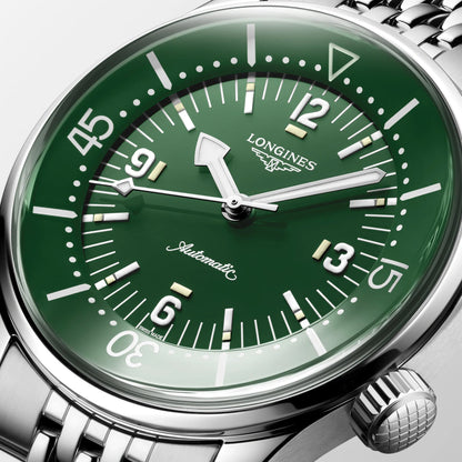 Longines horloge Legend Diver 39mm groen automatisch staal L3.764.4.06.6