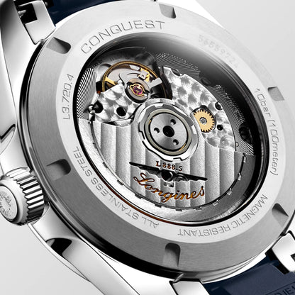 Longines horloge Conquest 38mm blauw automatisch staal L3.720.4.92.9
