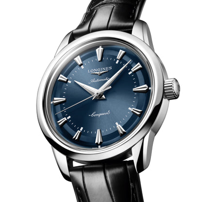 Longines horloge Conquest Heritage 38mm blauw automatisch staal L1.649.4.92.2,