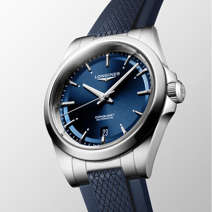 Longines horloge Conquest 38mm blauw automatisch staal L3.720.4.92.9