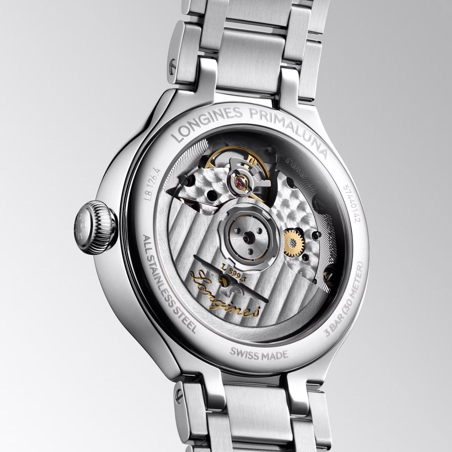 Longines horloge Primaluna Moonphase 34mm zilver automatisch staal L8.126.4.71.6