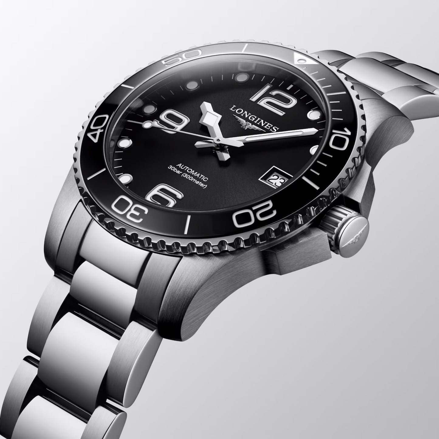 Longines horloge Hydroconquest 39mm zwart automatisch staal
