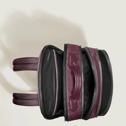 Montblanc zaino medio extreme in pelle bordeaux con scomparti extreme medio e tasche interne per computer portatile